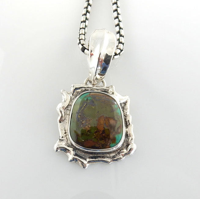 Sterling Silver Handmade Ajax Turquoise Pendant - DeSantis