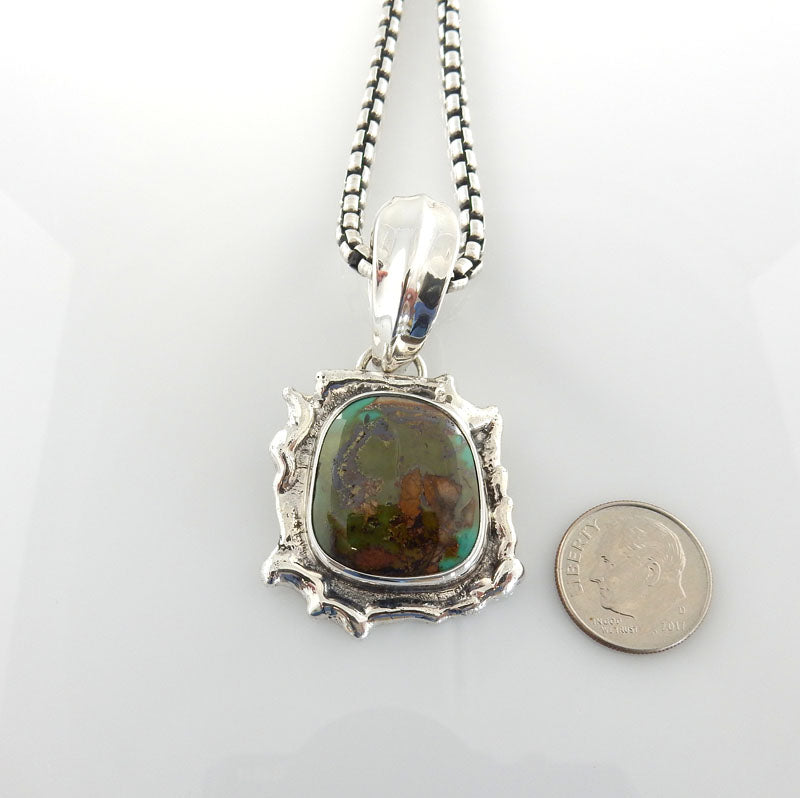 Sterling Silver Handmade Ajax Turquoise Pendant - DeSantis