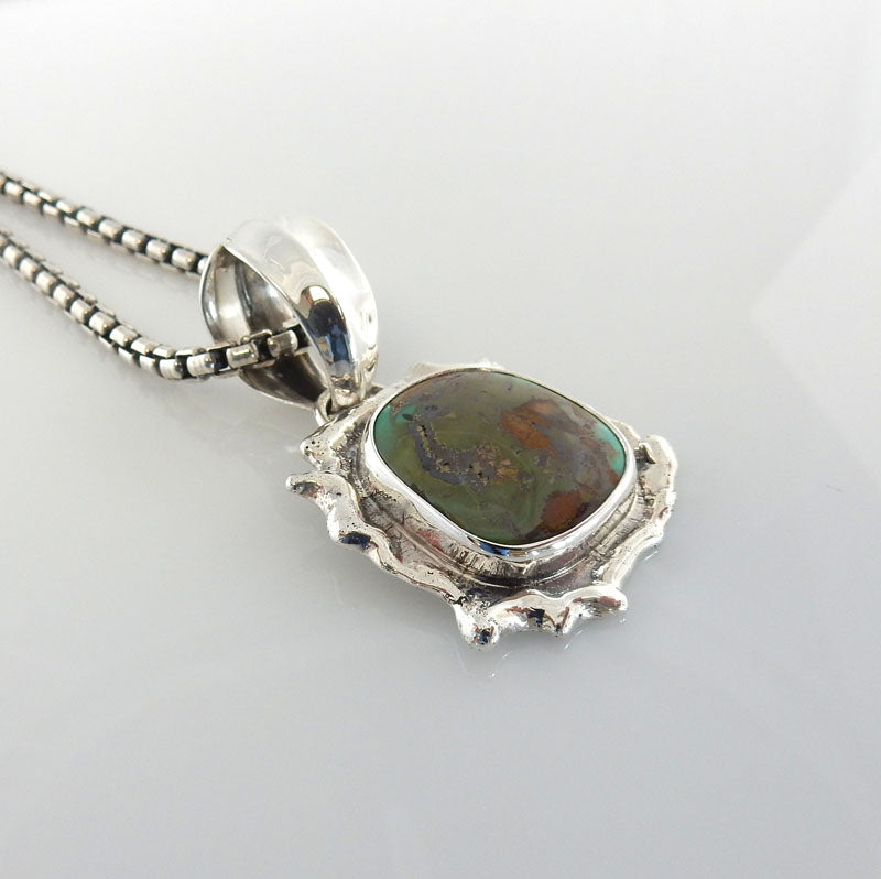 Sterling Silver Handmade Ajax Turquoise Pendant - DeSantis