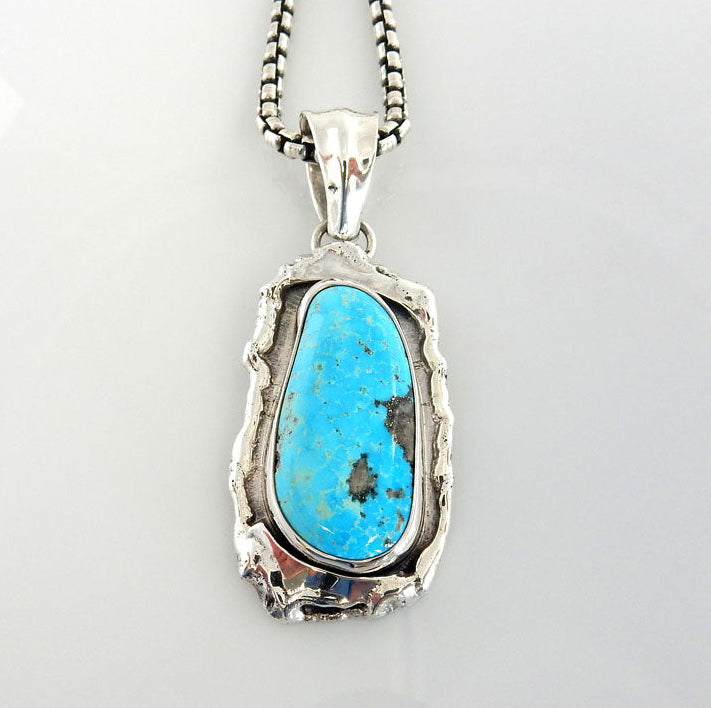 Sterling Silver Handmade Blue Ridge Turquoise Pendant - DeSantis
