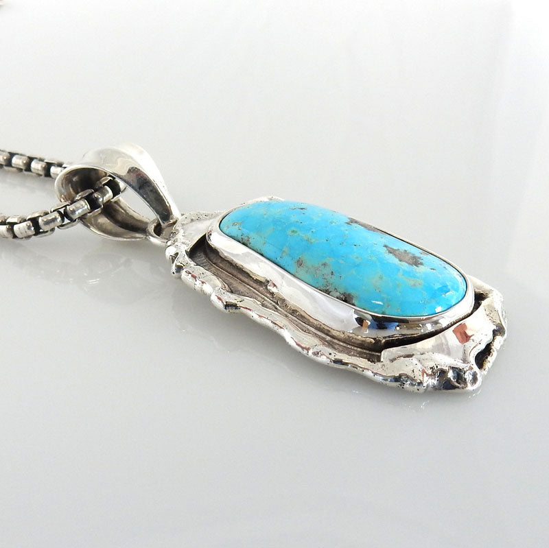 Sterling Silver Handmade Blue Ridge Turquoise Pendant - DeSantis