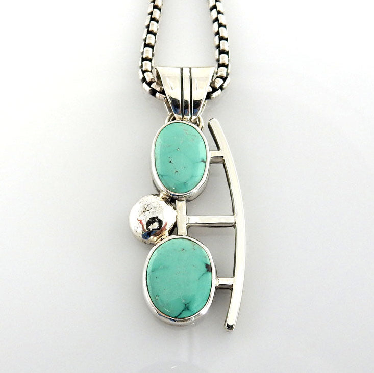 Sterling Silver Handmade Fox Turquoise Pendant - DeSantis