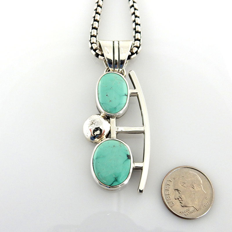 Sterling Silver Handmade Fox Turquoise Pendant - DeSantis