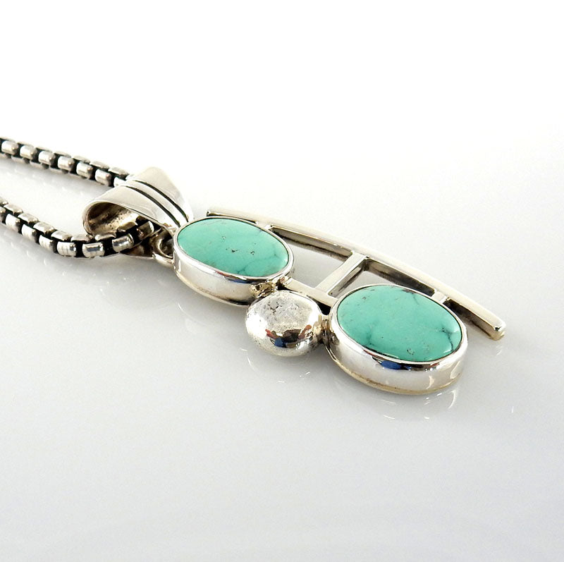 Sterling Silver Handmade Fox Turquoise Pendant - DeSantis