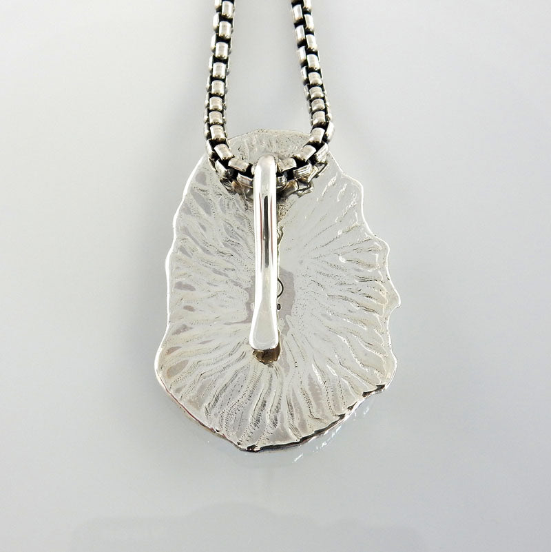 Sterling Silver Handmade Spiderweb Turquoise Pendant - DeSantis