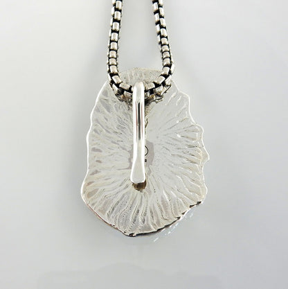 Sterling Silver Handmade Spiderweb Turquoise Pendant - DeSantis
