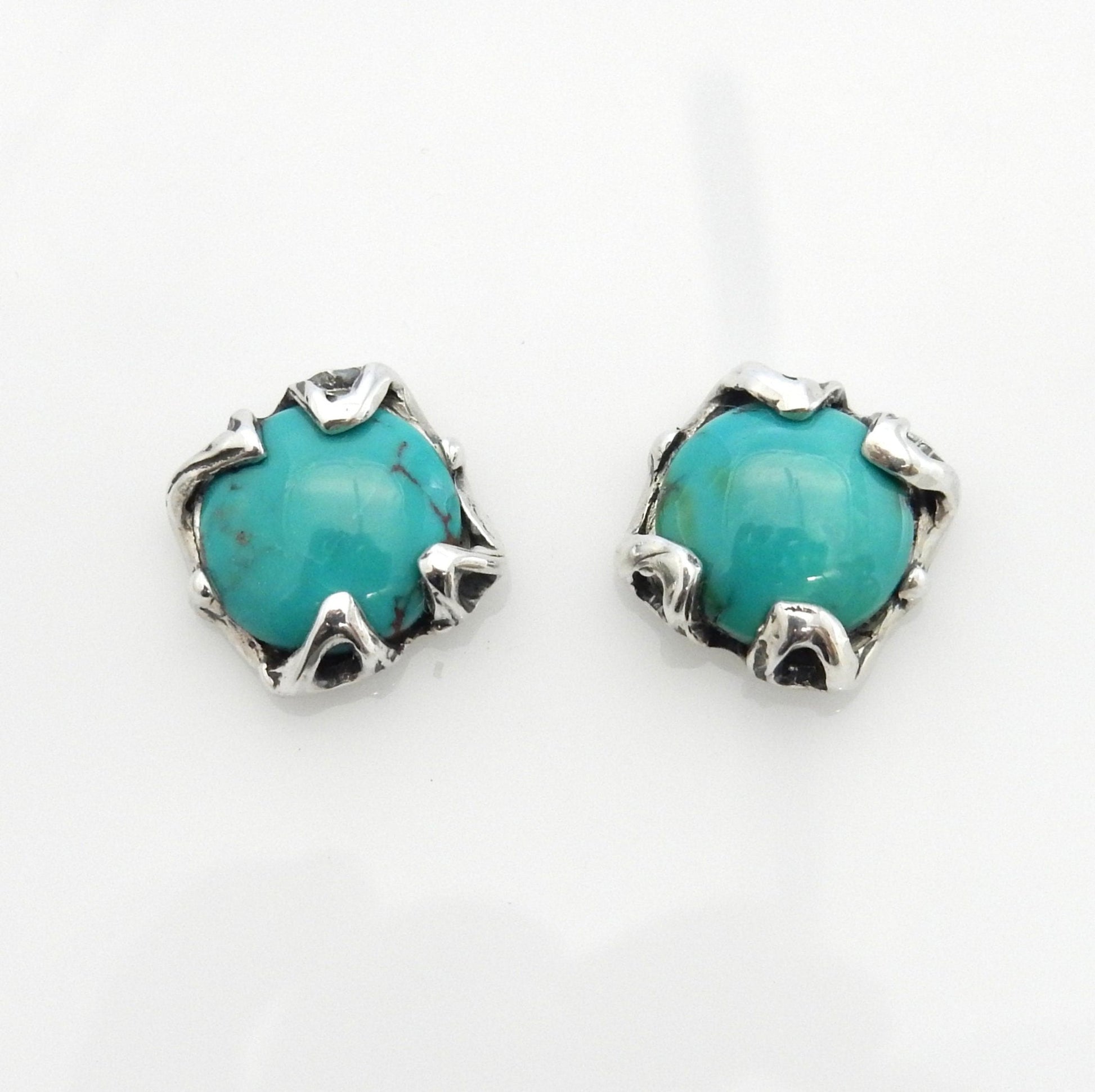 Sterling Silver Handmade Turquoise Post Earrings - DeSantis