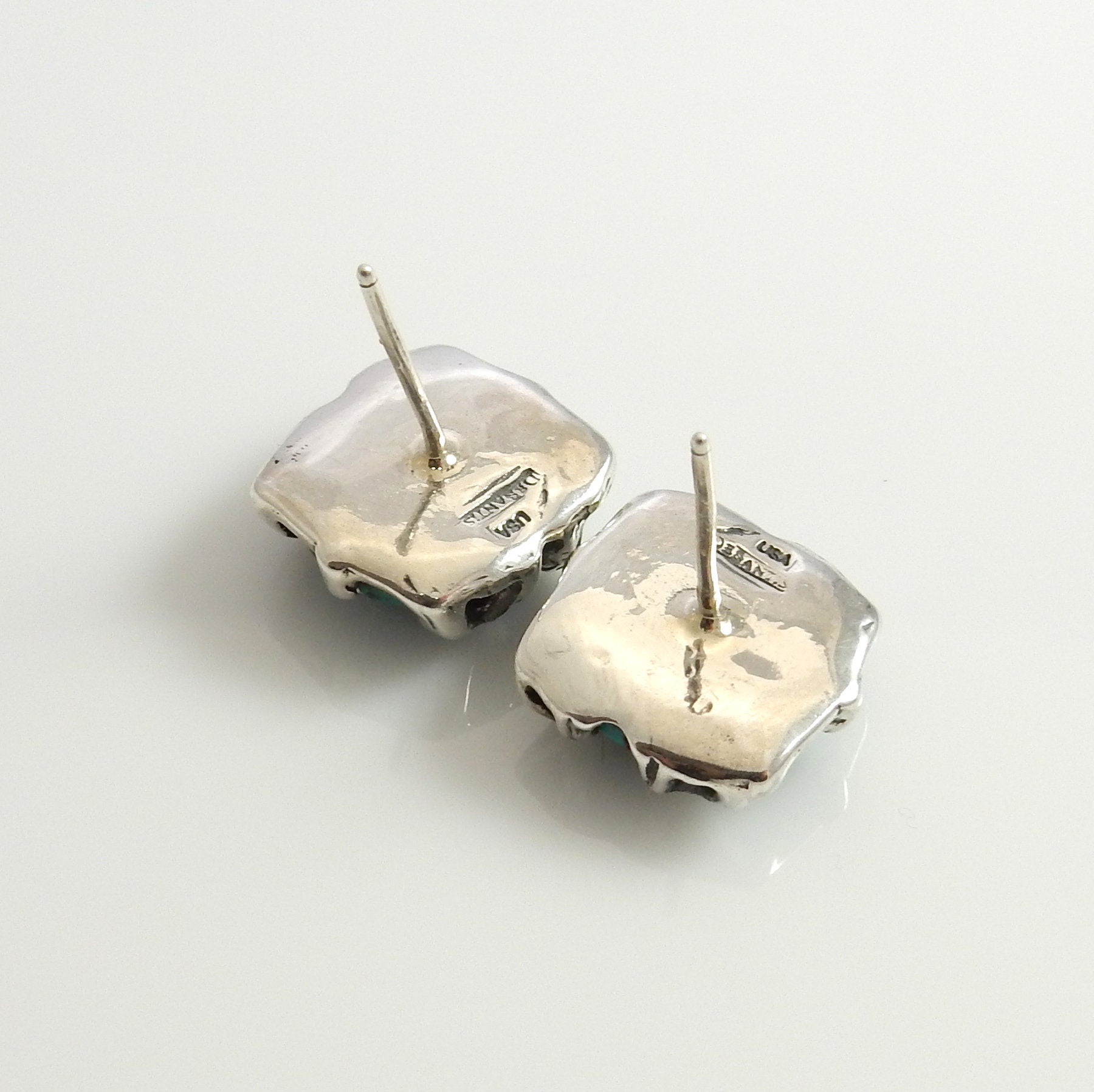 Sterling Silver Handmade Turquoise Post Earrings - DeSantis