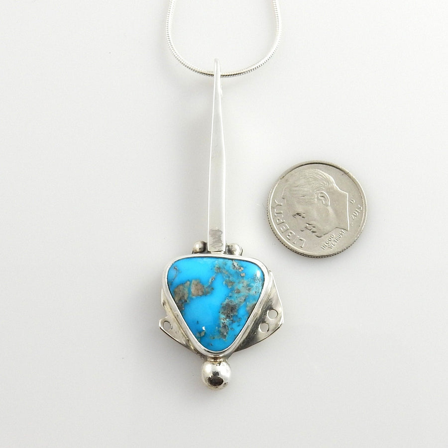 Sterling Silver Kingman Turquoise Drop Pendant - DeSantis