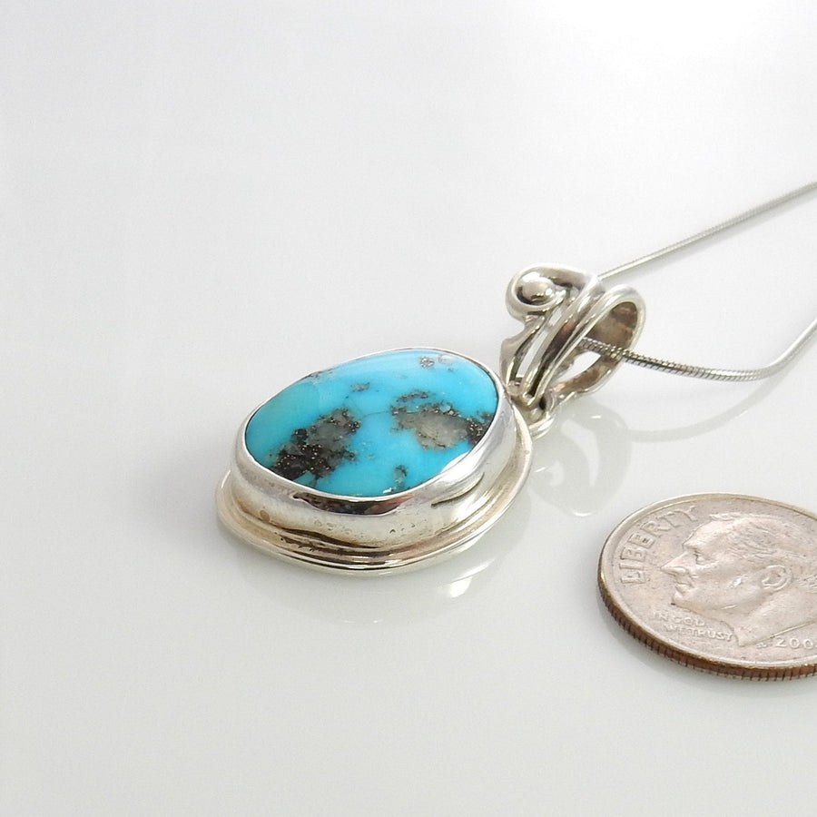 Sterling Silver Kingman Turquoise Drop Pendant - DeSantis