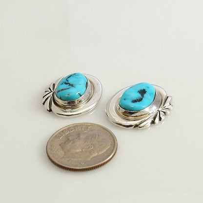 Sterling Silver Kingman Turquoise Post Earrings - DeSantis