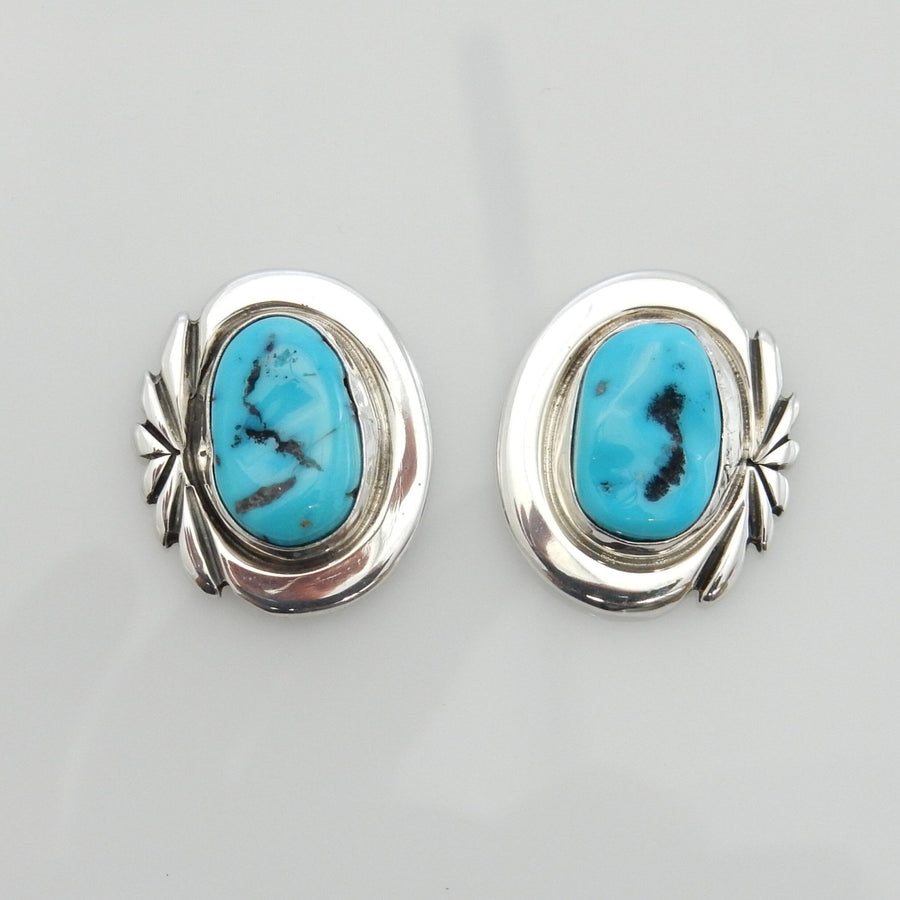 Sterling Silver Kingman Turquoise Post Earrings - DeSantis