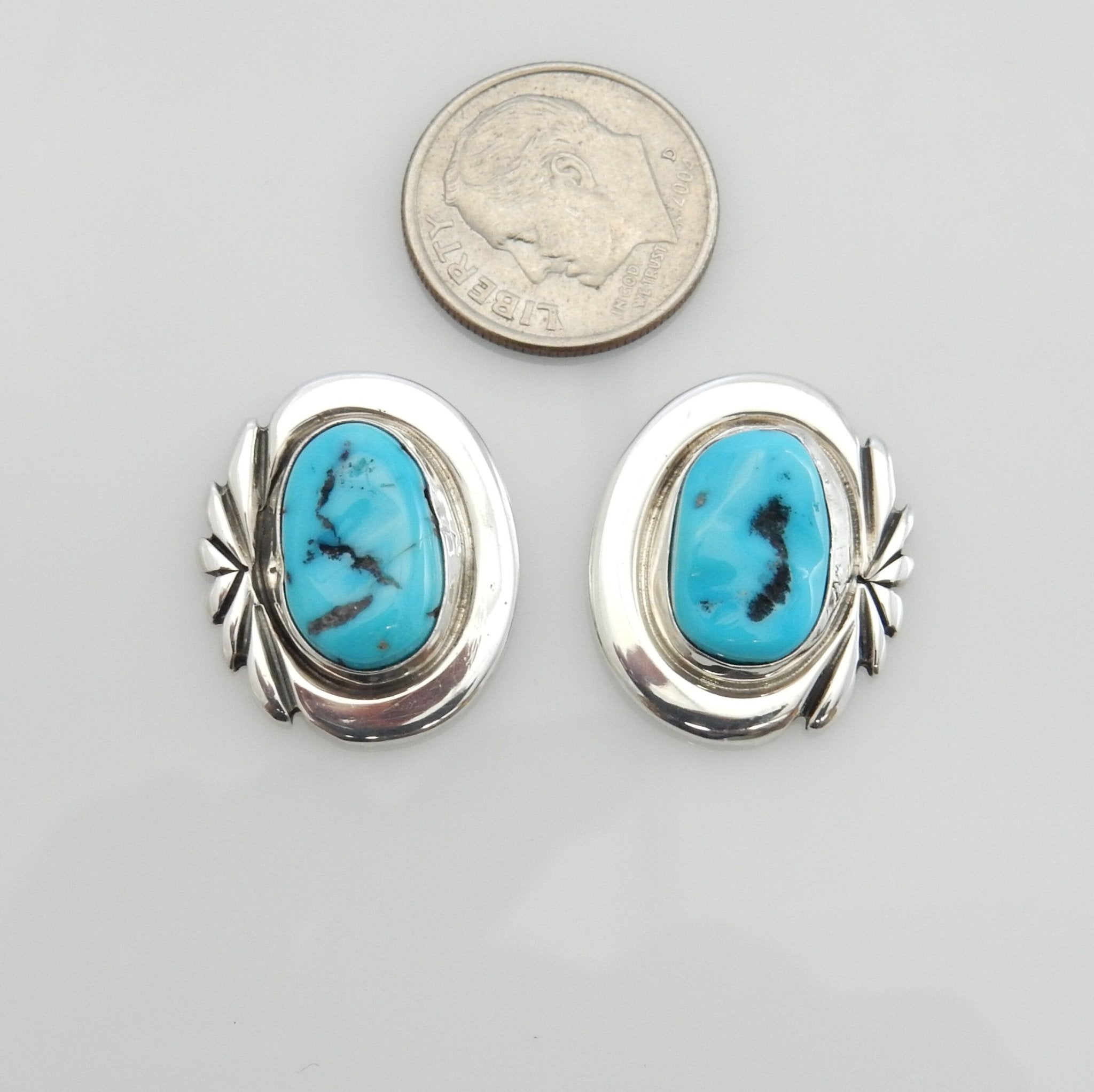 Sterling Silver Kingman Turquoise Post Earrings - DeSantis