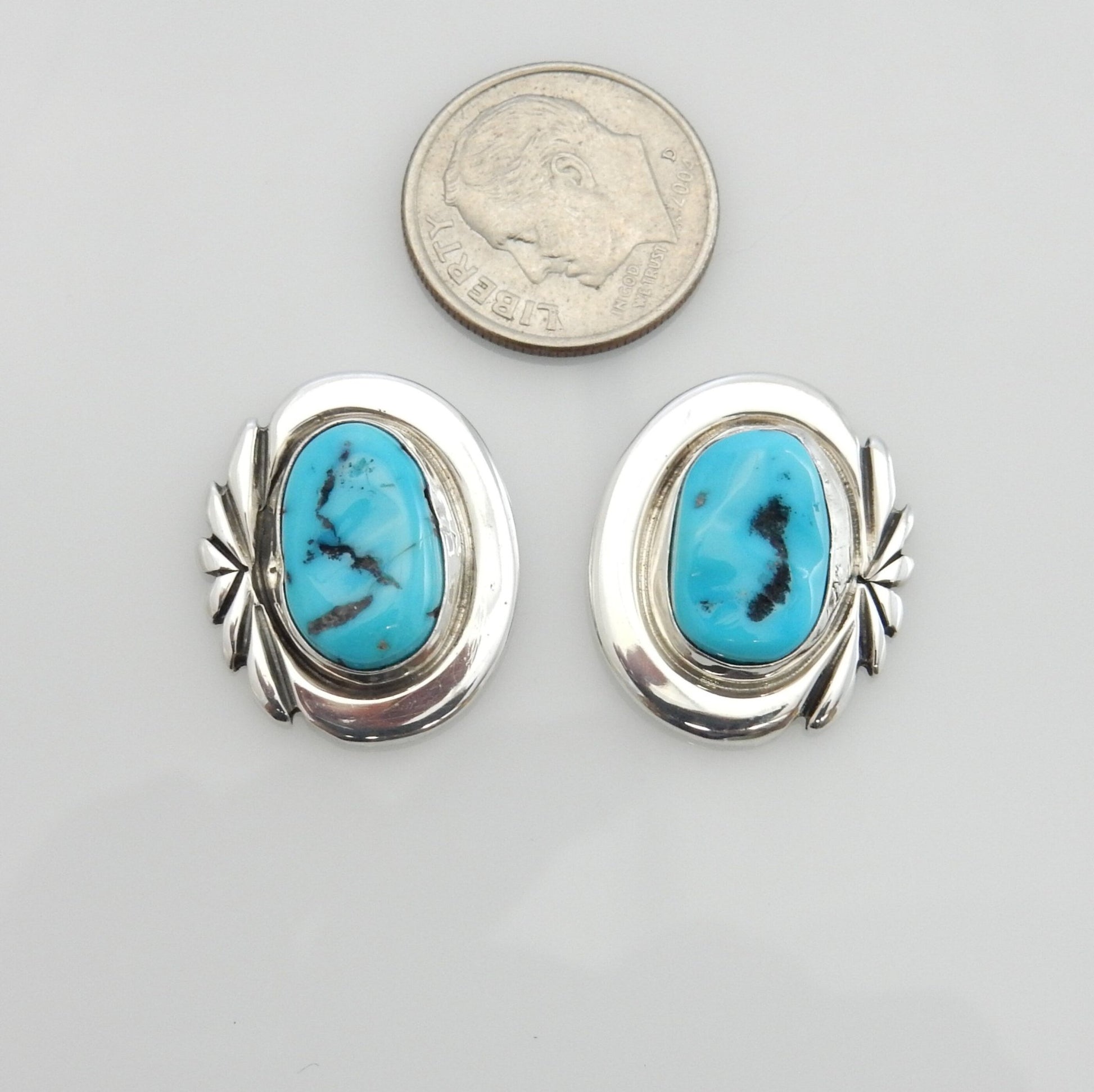 Sterling Silver Kingman Turquoise Post Earrings - DeSantis