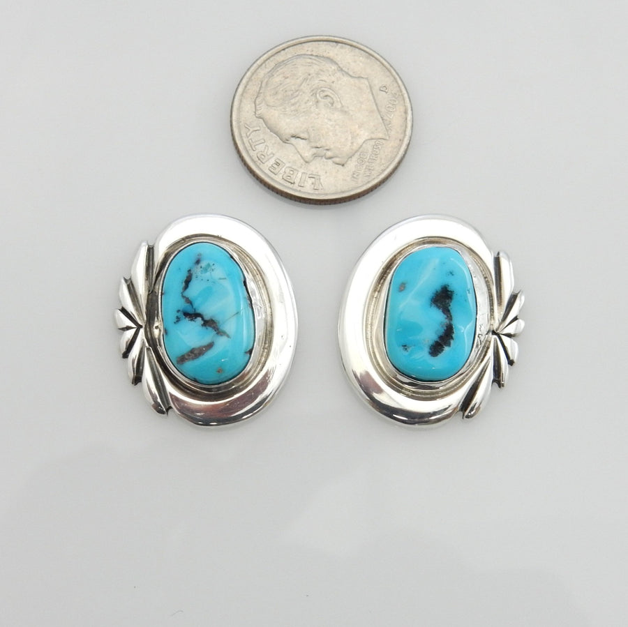 Sterling Silver Kingman Turquoise Post Earrings - DeSantis