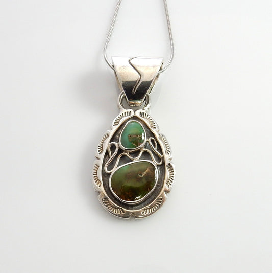 Sterling Silver Kings Manassa Turquoise Pendant - DeSantis