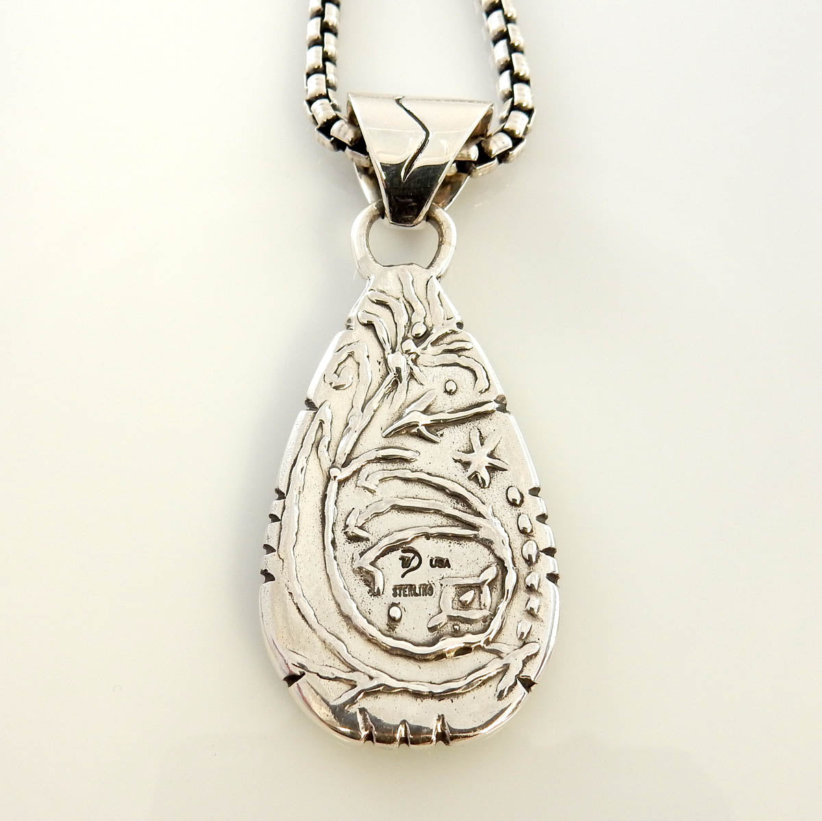 Sterling Silver Lapis Full Moon Inlay Pendant - DeSantis