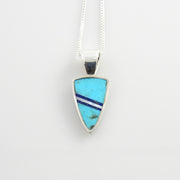 Sterling Silver Lapis Mother of Pearl Turquoise Inlay Drop Pendant - DeSantis