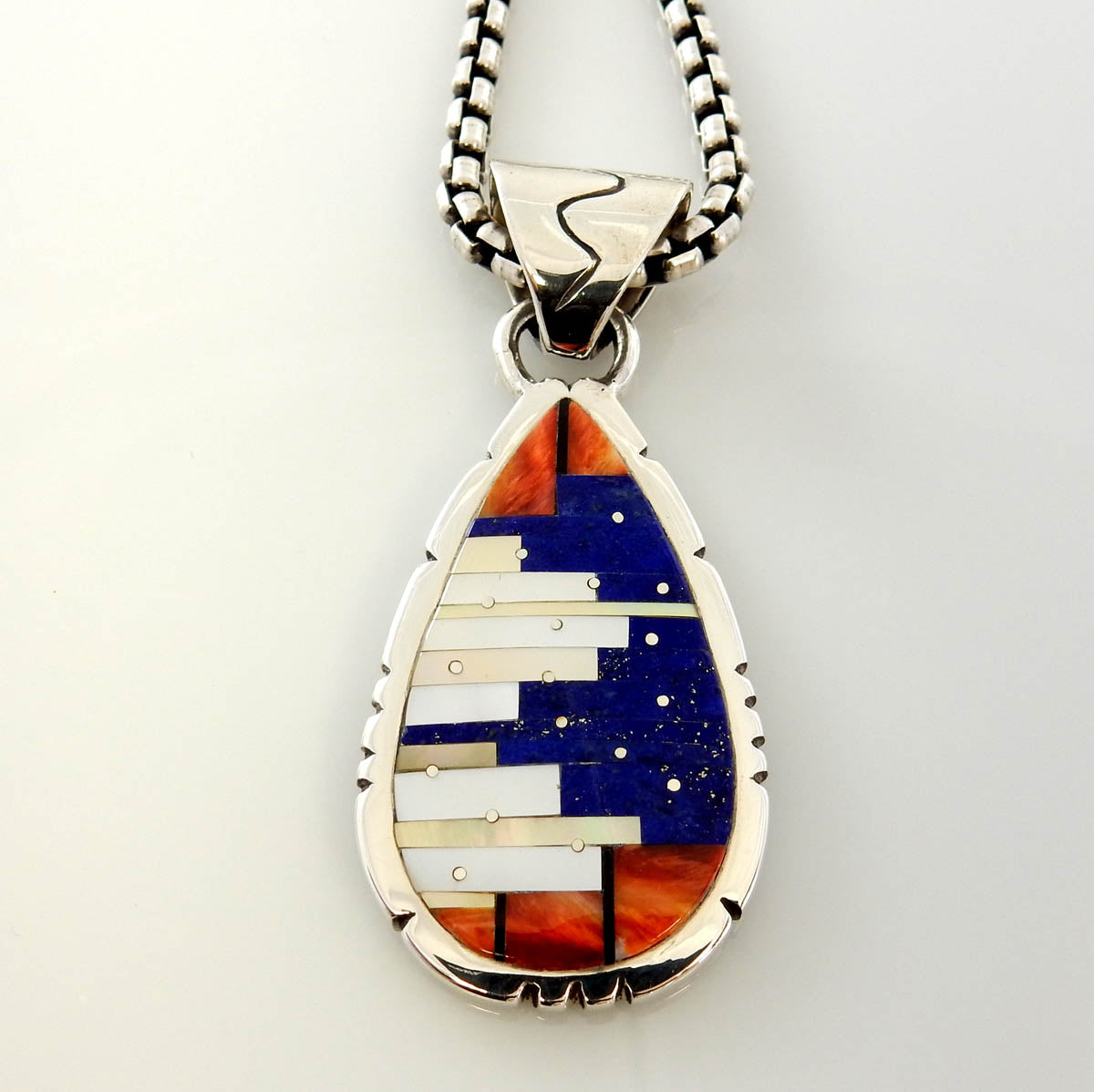 Sterling Silver Lapis Spiny Oyster Inlay Pendant - DeSantis