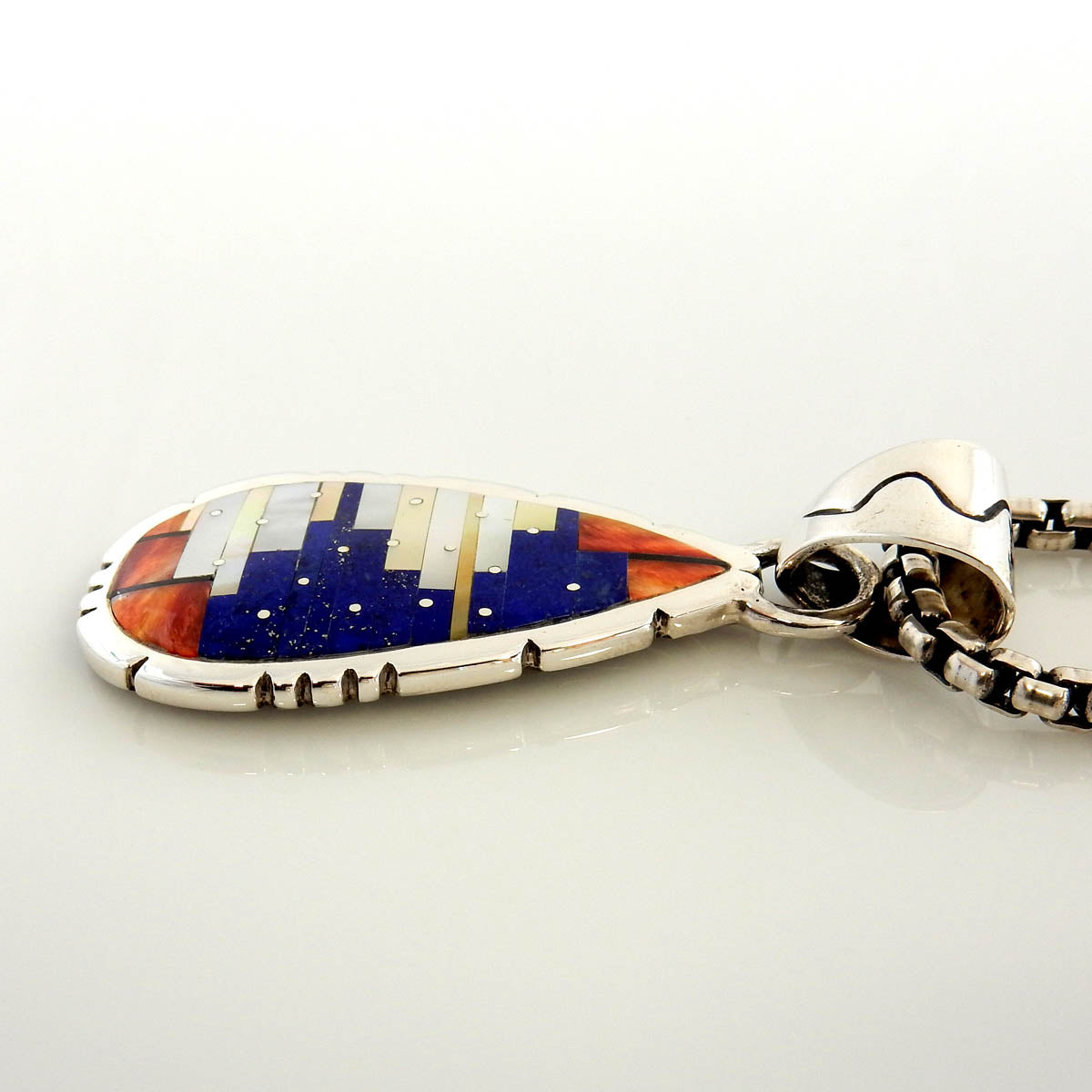Sterling Silver Lapis Spiny Oyster Inlay Pendant - DeSantis