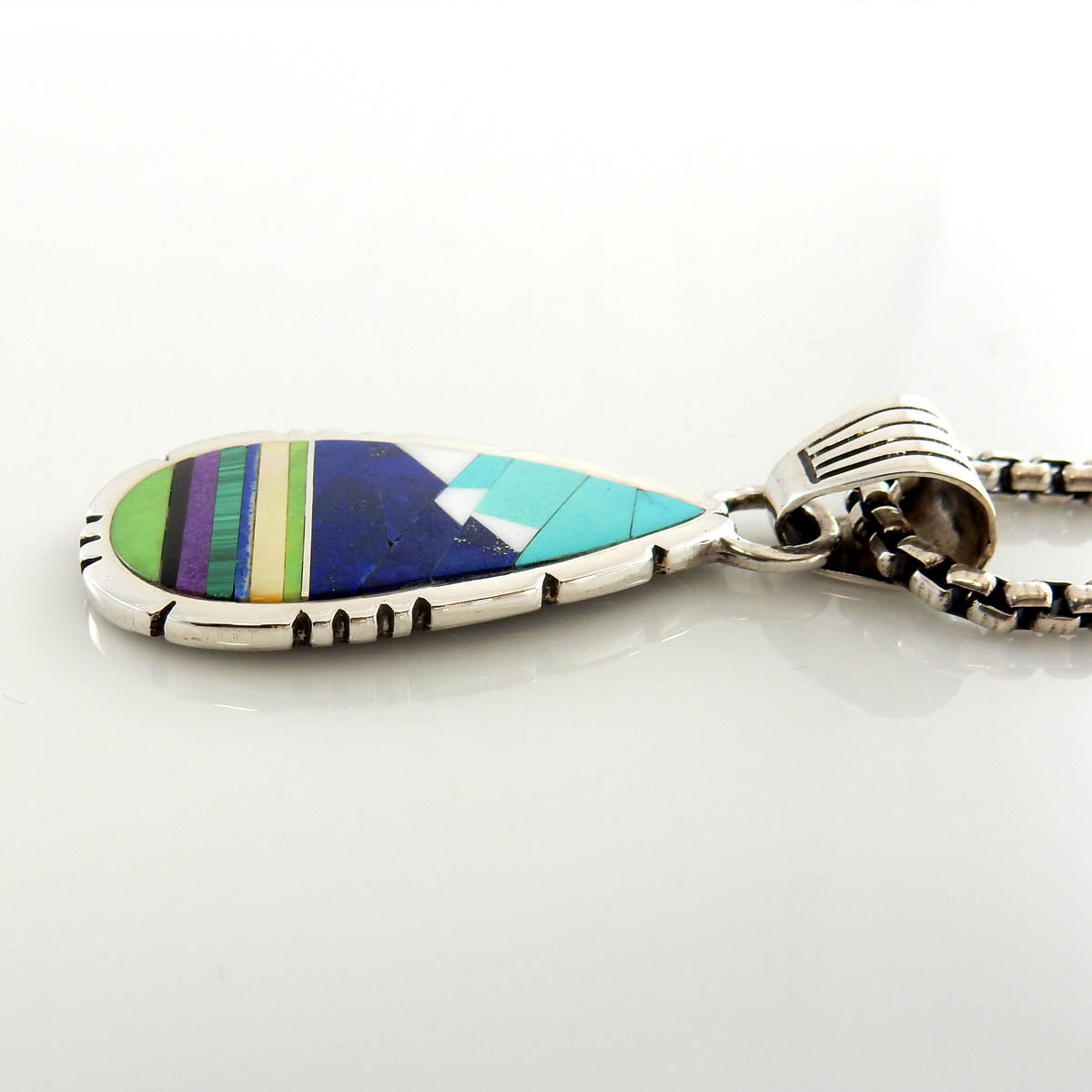 Sterling Silver Lapis Turquoise Mountain Pendant - DeSantis