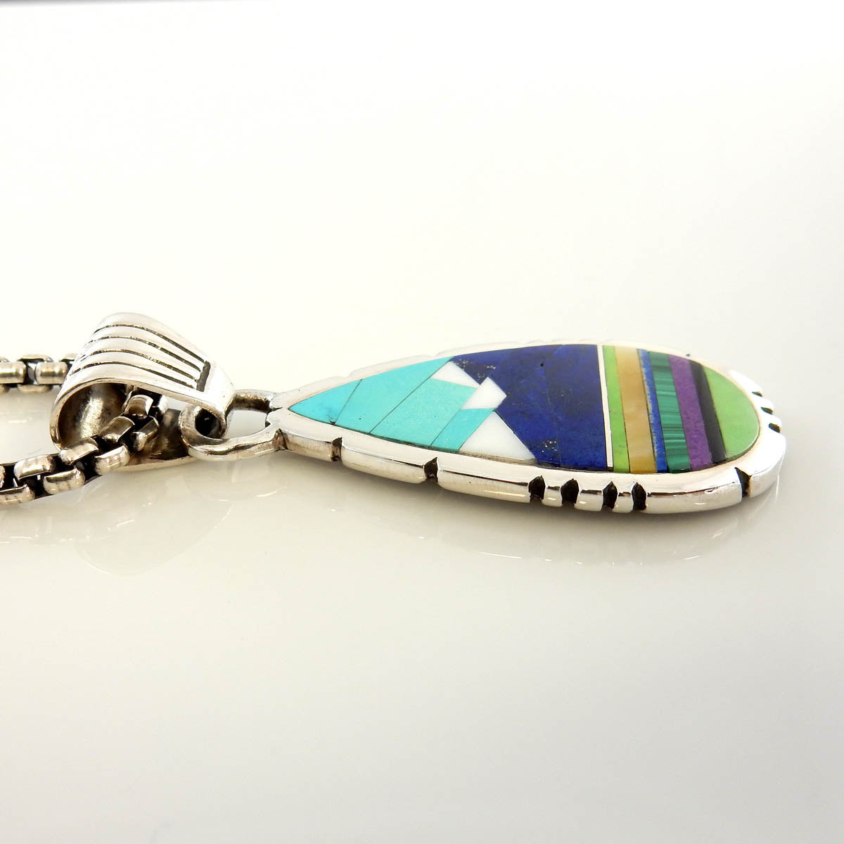 Sterling Silver Lapis Turquoise Mountain Pendant - DeSantis