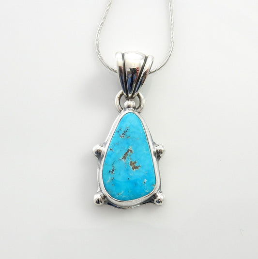 Sterling Silver Morenci Turquoise Pendant - DeSantis