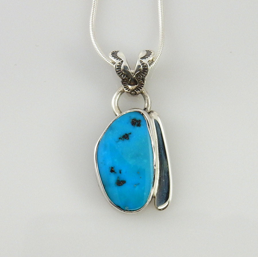 Sterling Silver Morenci Turquoise Pendant - DeSantis