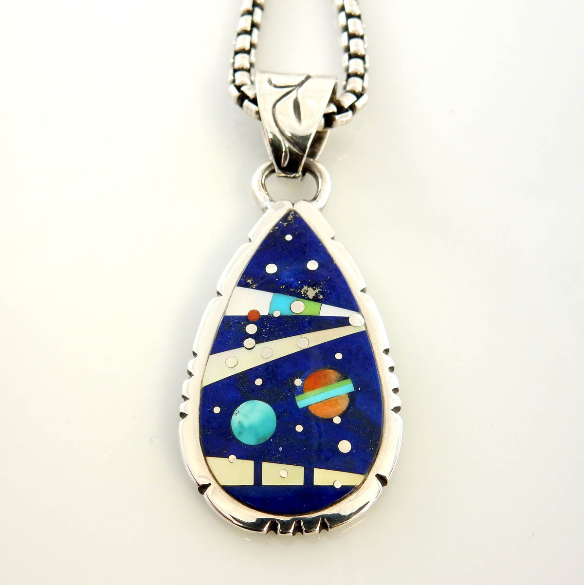 Sterling Silver Multi-stone Lapis Inlay Cosmic Pendant - DeSantis