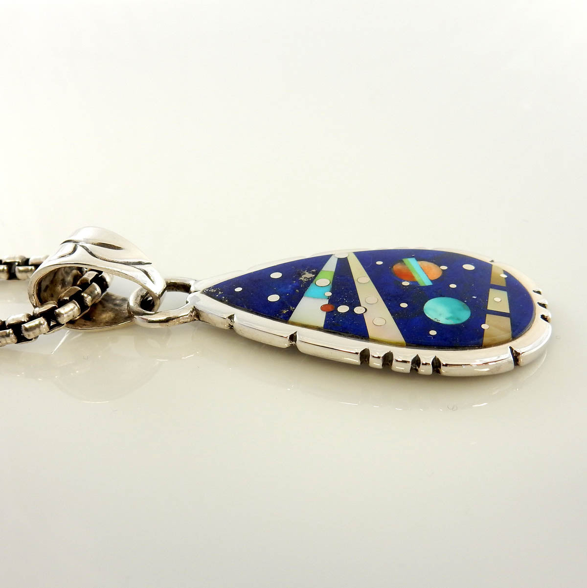 Sterling Silver Multi-stone Lapis Inlay Cosmic Pendant - DeSantis