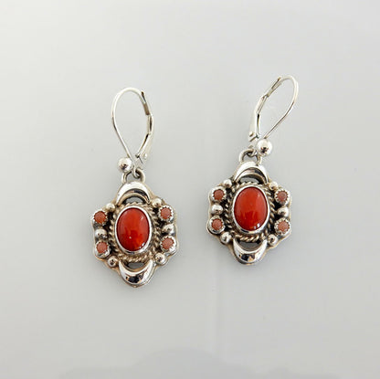 Sterling Silver Natural Coral Dangle Earrings - DeSantis