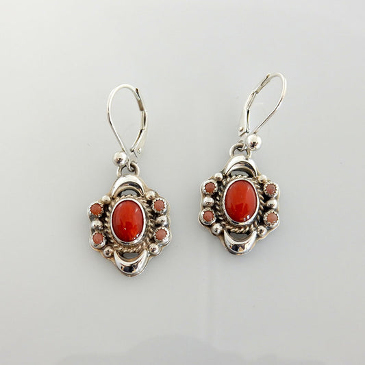 Sterling Silver Natural Coral Dangle Earrings - DeSantis
