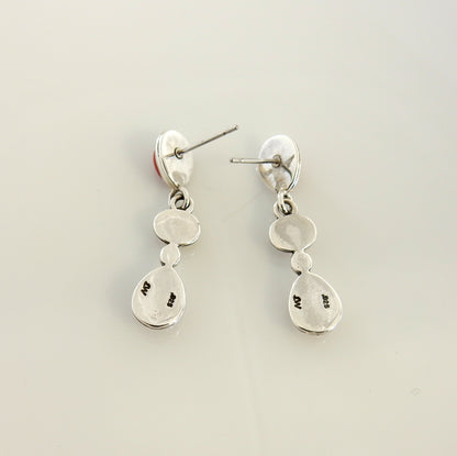 Sterling Silver Natural Coral Post Dangle Earrings - DeSantis