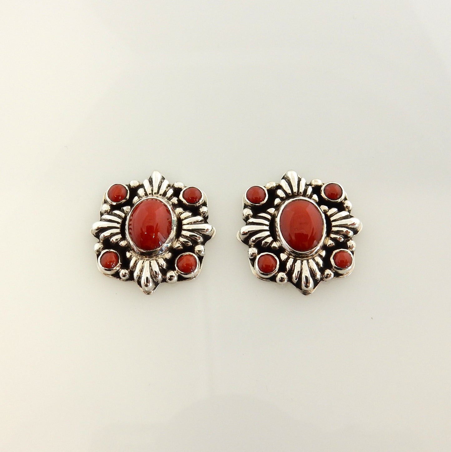 Sterling Silver Natural Coral Post Earrings - DeSantis