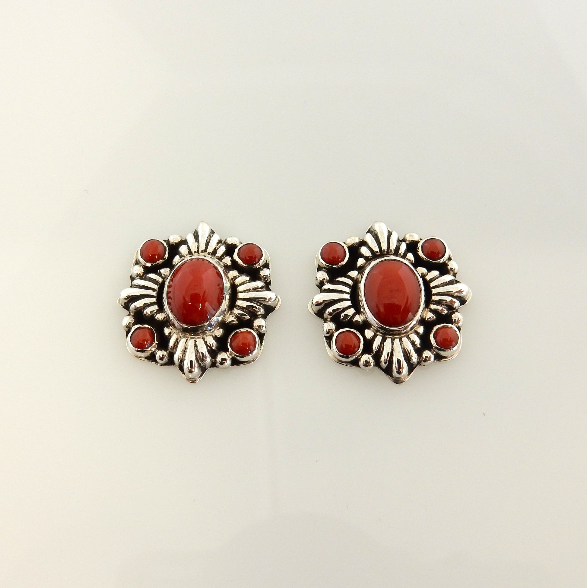 Sterling Silver Natural Coral Post Earrings - DeSantis