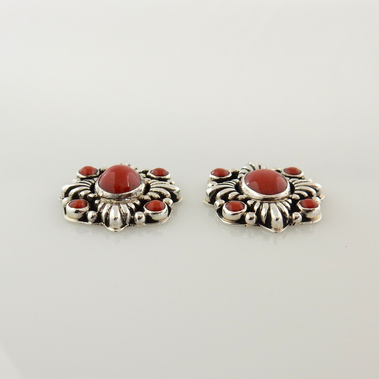 Sterling Silver Natural Coral Post Earrings - DeSantis