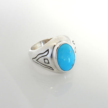 Sterling Silver Sleeping Beauty Turquoise Ring Size 9 - DeSantis