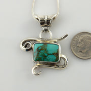 Sterling Silver Spiderweb Turquoise Drop Pendant - DeSantis