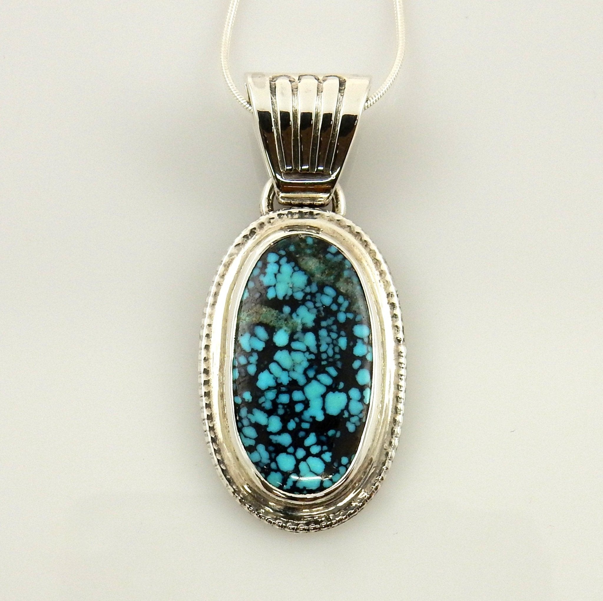 Sterling Silver Spiderweb Turquoise Pendant - DeSantis