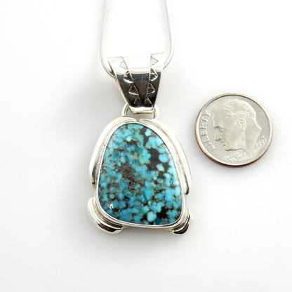 Sterling SIlver Spiderweb Turquoise Pendant - DeSantis
