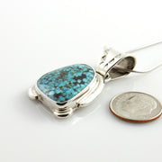 Sterling SIlver Spiderweb Turquoise Pendant - DeSantis