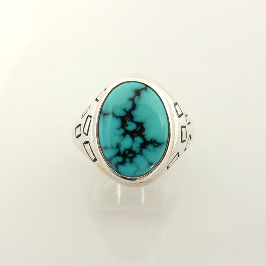 Sterling Silver Spiderweb Turquoise Ring Size 9 - DeSantis