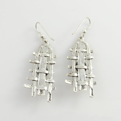 Sterling Silver Spiderweb Turquoise Weave Dangle Earrings - DeSantis