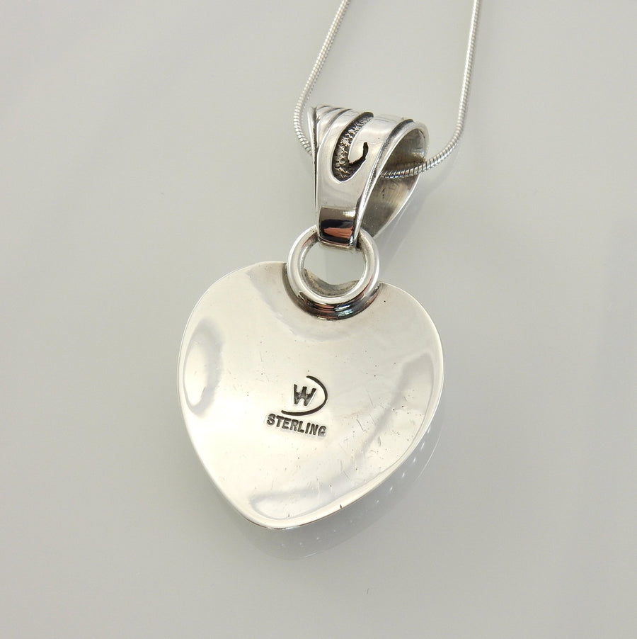 Sterling Silver Spiny Oyster Handmade Heart Pendant, Beautiful silver spiny oyster drop pendant, spiny oyster southwestern Heart pendant - DeSantis