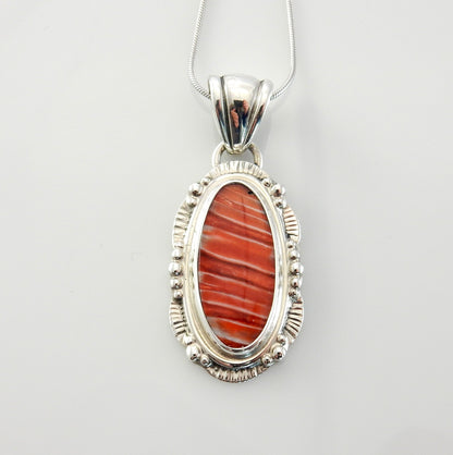 Sterling Silver Spiny Oyster Handmade Pendant, Beautiful colorful silver spiny oyster drop pendant, spiny oyster southwestern silver pendant - DeSantis