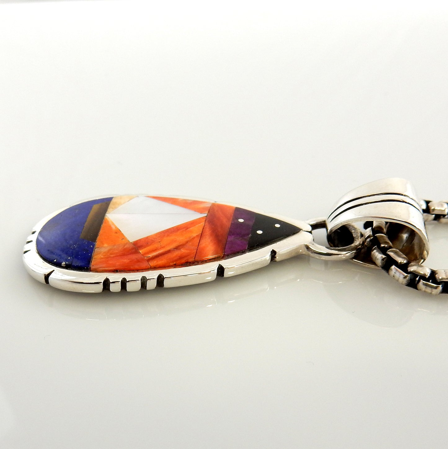Sterling Silver Spiny Oyster Sailboat Inlay Pendant - DeSantis