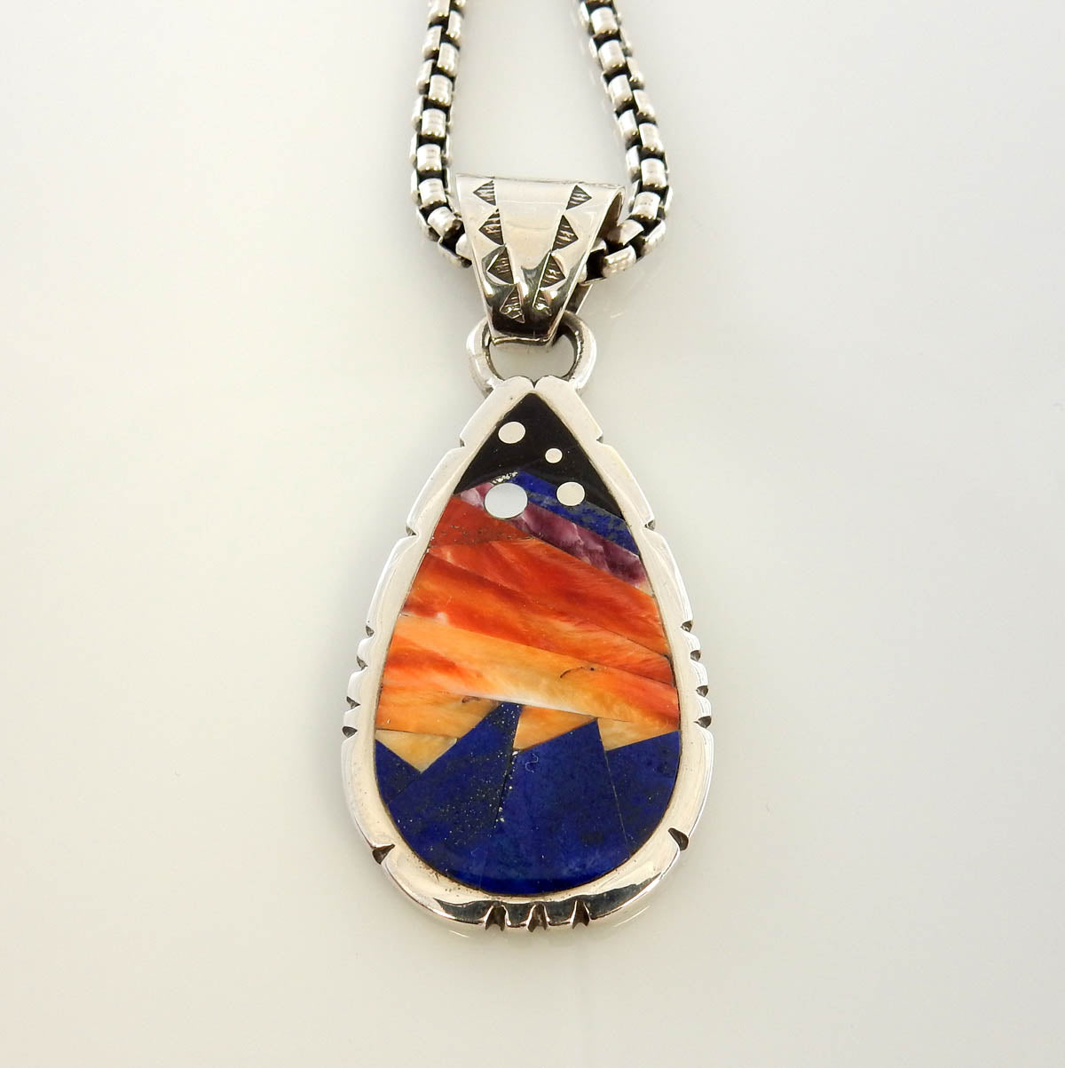 Sterling Silver Sunset Mountain Inlay Pendant - DeSantis