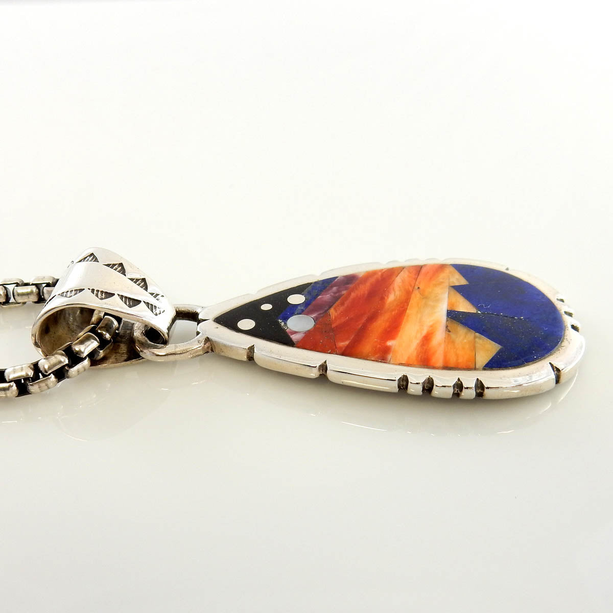 Sterling Silver Sunset Mountain Inlay Pendant - DeSantis