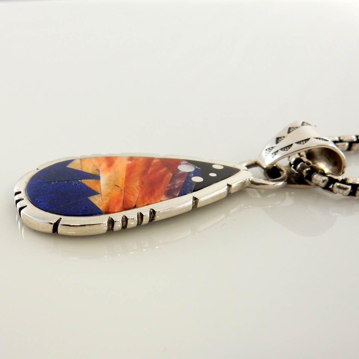 Sterling Silver Sunset Mountain Inlay Pendant - DeSantis