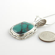 Sterling Silver Tibetan Green Turquoise Drop Pendant - DeSantis